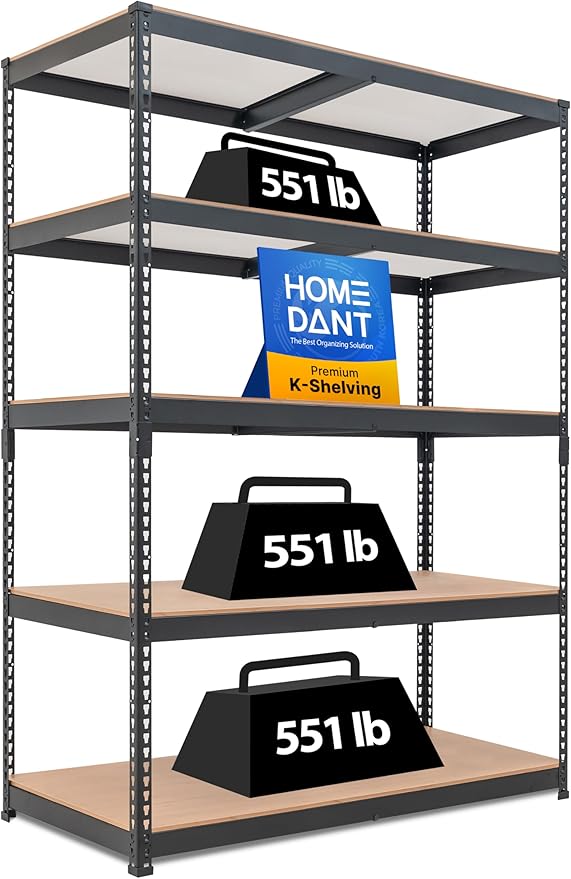 HOMEDANT 5 Tier Laminated Boltless Heavy Duty Garage Storage Adjustable Wide by TheBestOrganizingSolution