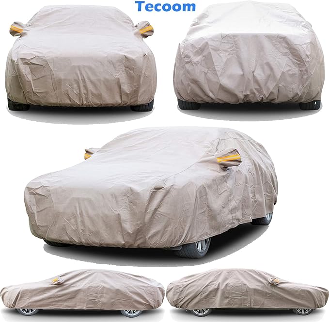 Tecoom Thick Shell Car Cover Super Breathable-Waterproof Windproof Snow Sun - Image 4
