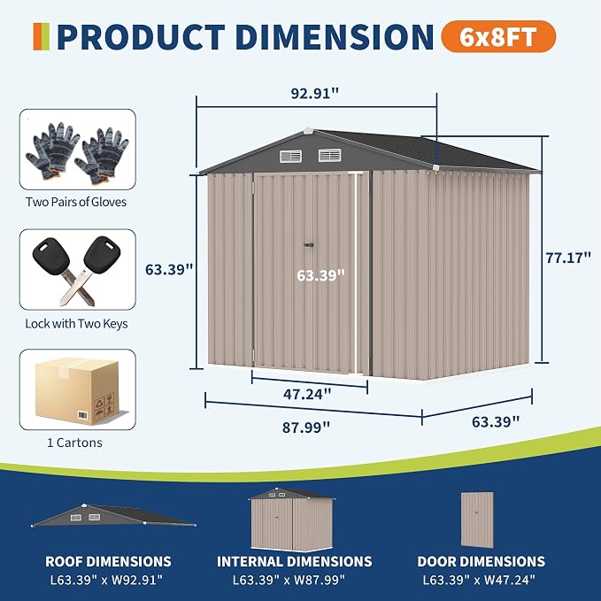6x8x6.4 FT Outdoor Storage Sheds - Image 2