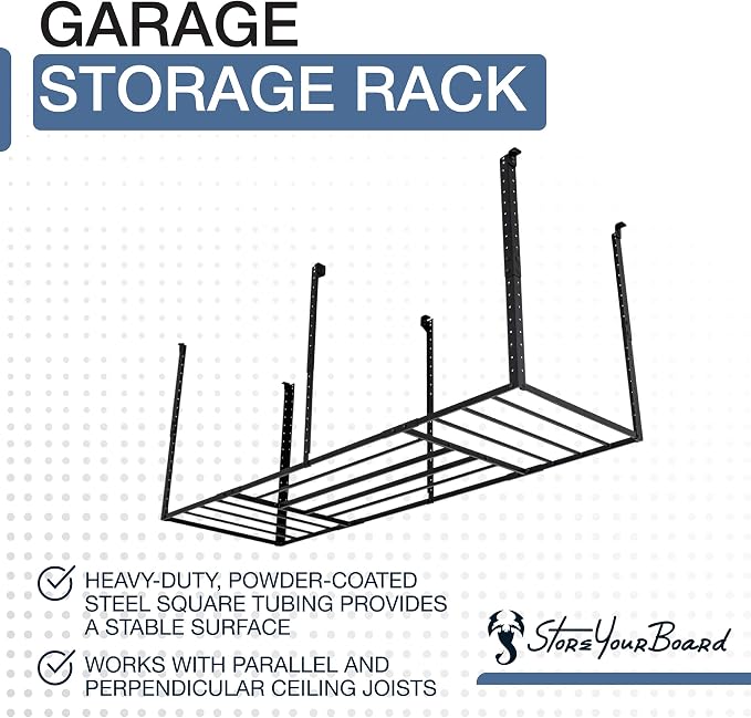 StoreYourBoard Heavy-Duty Ceiling Mounted Garage Shelving, Steel Overhead - Image 3