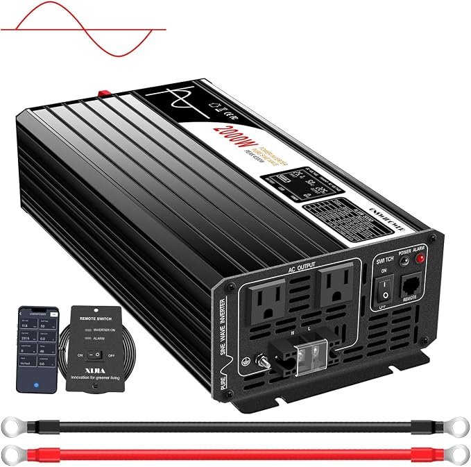 2000W Pure Sine Wave dc to ac Inverter Remote Switch DC 24V to AC 120V 60HZ by XIJIA