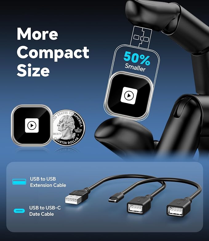 ENOMIR Wireless CarPlay Adapter 2025 Upgrade, Plug & Play CarPlay Adapter Wired - Image 7