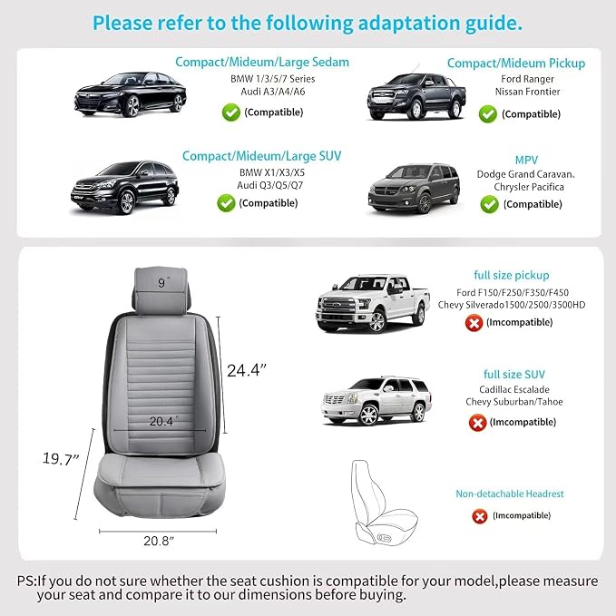 Universal Leather Car Seat Covers Full Set, Car Seat Cushion Covers Protector - Image 6