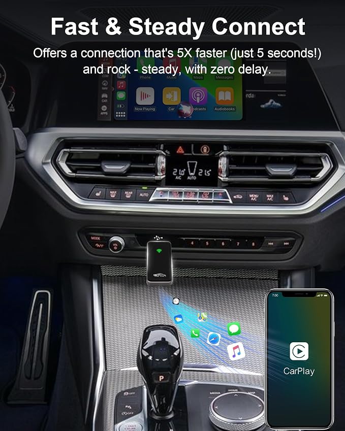 Wireless CarPlay Adapter for iPhone 6+, 2025 Upgraded Mini Carplay Wi-Fi 6 - Image 7