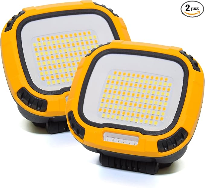 2 Pack Magnetic Work Light Rechargeable 5000Lumens, LED Flood Light by GOZLILU