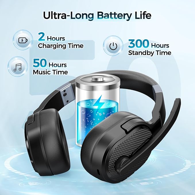 Trucker Bluetooth Headset with Dongle, Wireless Headsets with Noise Cancelling - Image 3