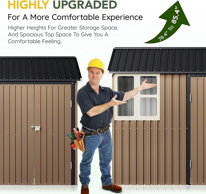 Breezz 6X8FT Outdoor Steel Storage Shed - Image 2