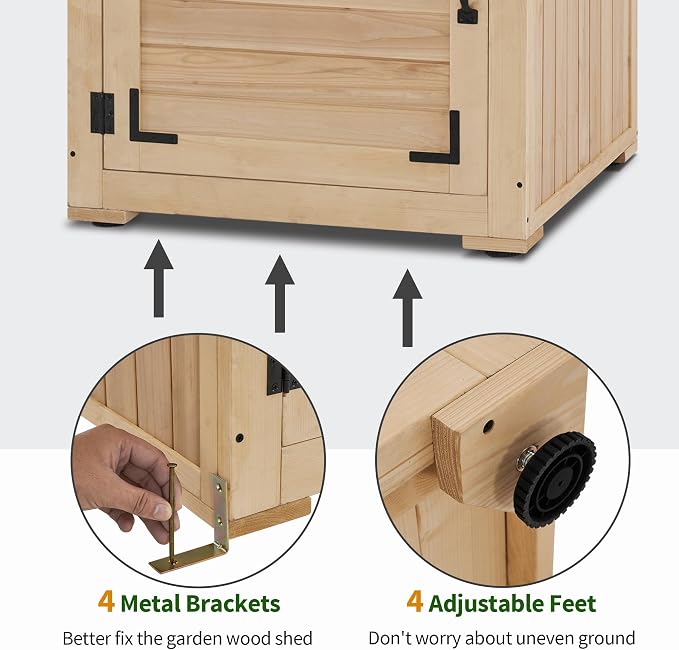 MCombo 30" Deep Wood Sheds & Outdoor Storage, Outside Garden Tool Cabinet Shed - Image 6