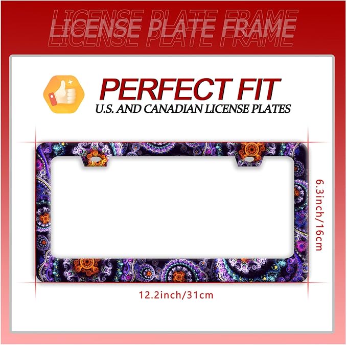 Fantasy Art Flowers License Plate Frame Colorful Mandala Floral License Plate - Image 7