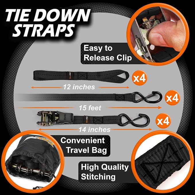 TitanPro Heavy Duty Ratchet Straps 4-Pack - Image 3