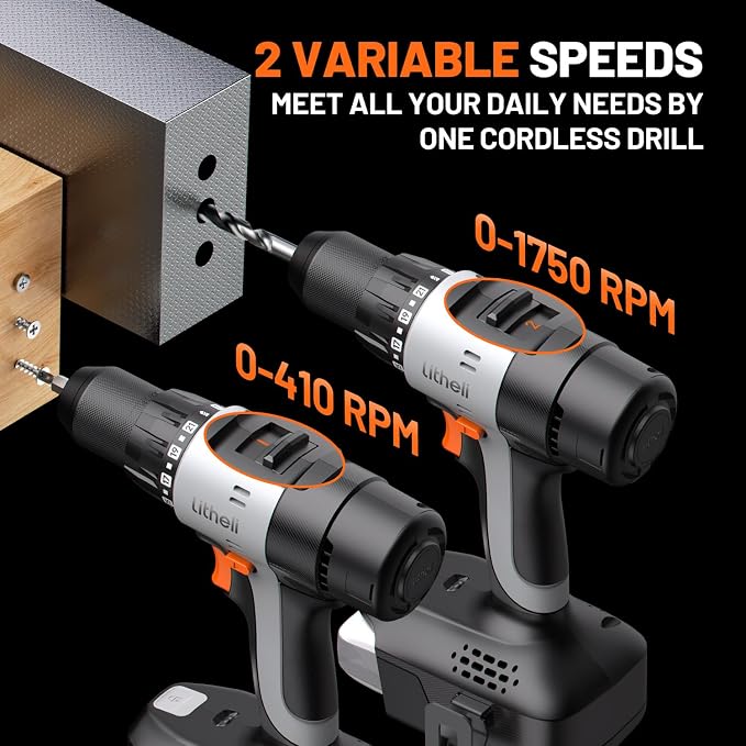 Litheli 20V Cordless Drill Driver Set, Electric Power Drill - Image 4