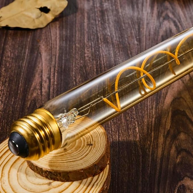 Leools Vintage LED Spiral Filament Bulb T10, 11.8inch Long Tubular Dimmable - Image 5