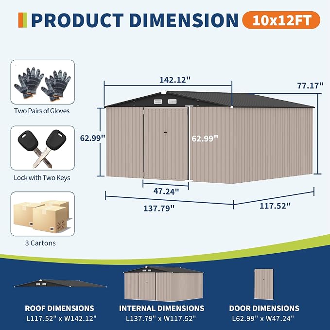 10x12x6.4 FT Outdoor Storage Sheds - Image 2