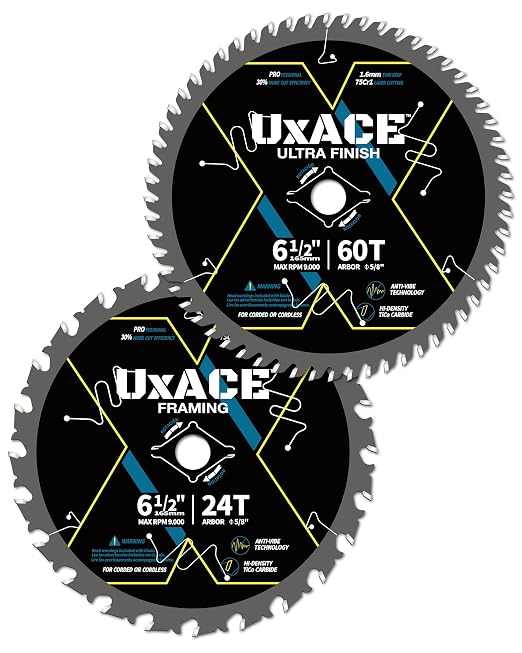 6-1/2-Inch 24&60-Tooth Circular Saw Blade by UXACETOOLS