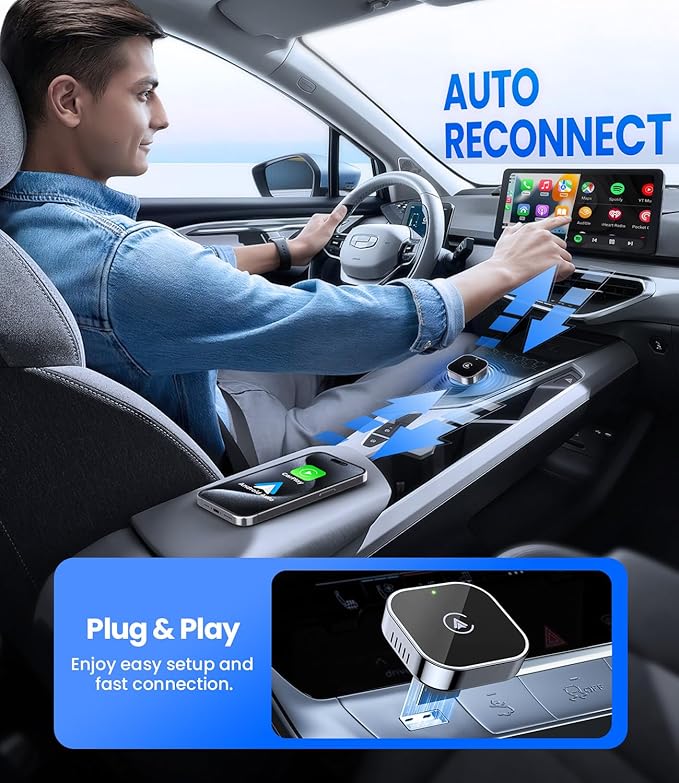 Teeran 2 in 1 Wireless CarPlay and Android Auto Adapter, Easy Setup Plug and - Image 6