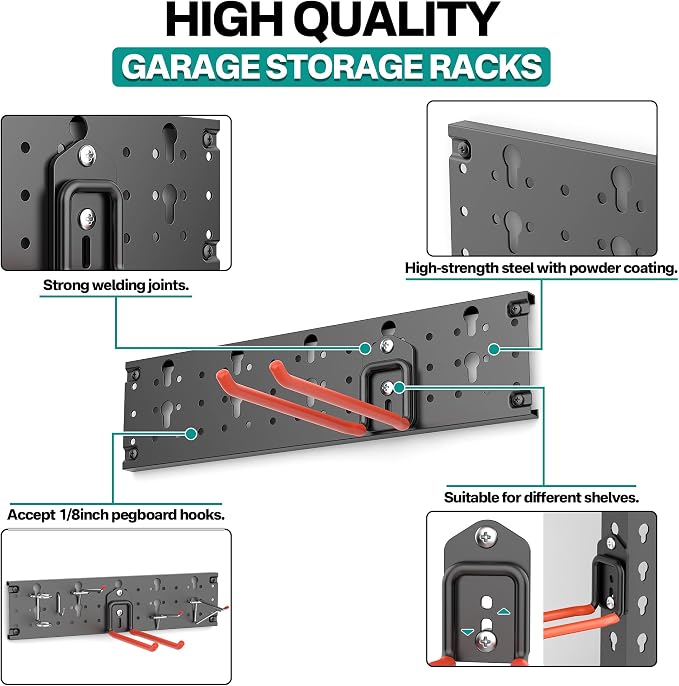EVERHANGER Garage Tool Storage Organizer Wall Mount, Versatile Garden Tool Rack - Image 6