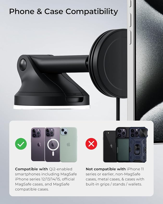 iOttie Velox Qi2 Mini 15W Wireless Charger Car Mount - Image 3