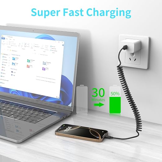 Coiled USB C Cable for Car 2Pack 3ft, USB to USBC Coiled Cord for iPhone 16 15 - Image 4