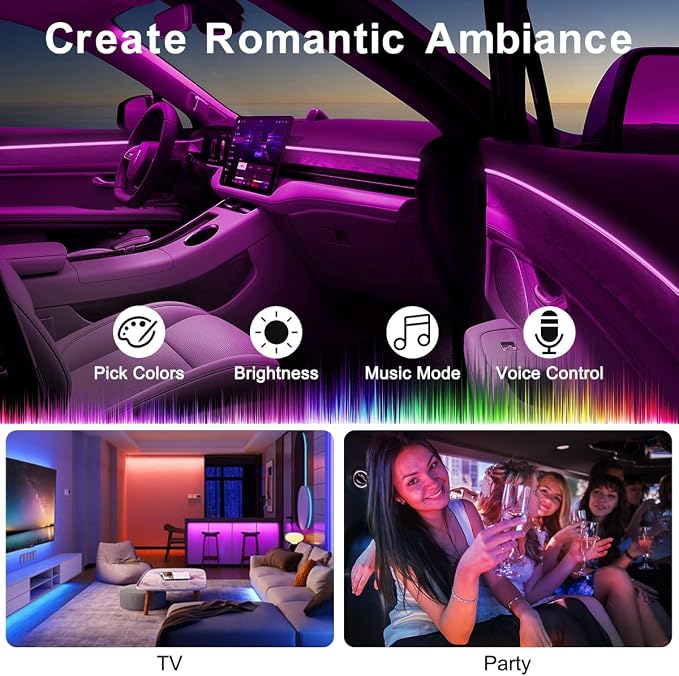 Interior Car Lights with Wireless APP & Remote Control, 9 in 1 RGB Car Ambient - Image 5