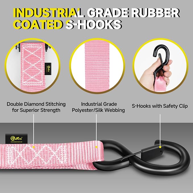 4Pcs 1.6”x 10FT Heavy Duty Ratchet Straps - Image 3