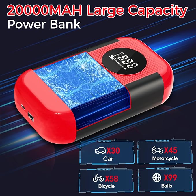 Tire Inflator Portable Air Compressor, 5X Faster Inflation 150PSI＆20000mAh - Image 5