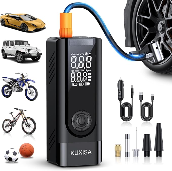 Tire Inflator Portable Air Compressor, 180PSI & 3X Faster Air Pump by KUXISA