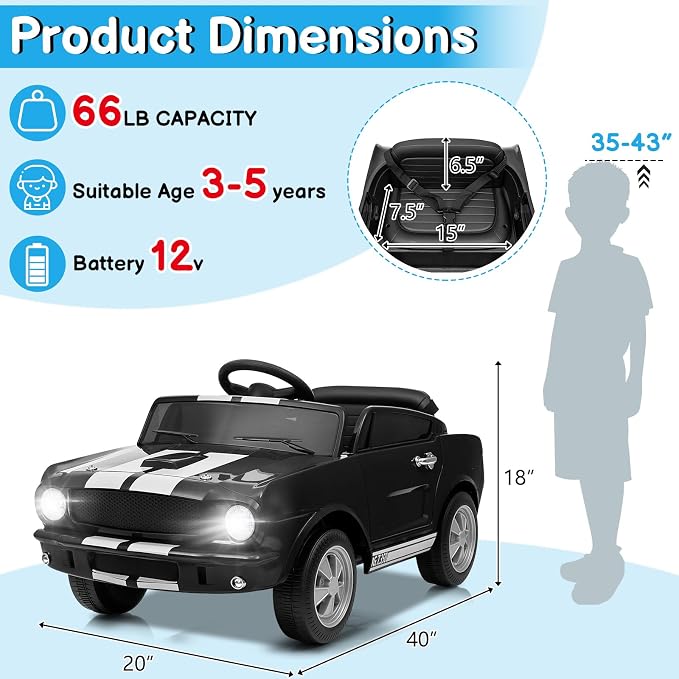 Winado 12V Licensed Shelby Electric Car - Image 6