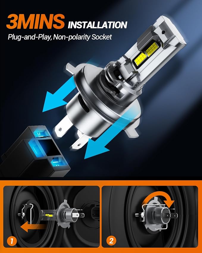 SEALIGHT H4 Fog Bulb 40000LM 6500K Cool White 52W High Power Error-Free - Image 4