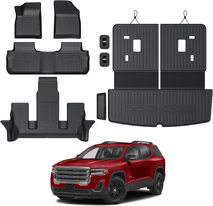 Floor Mats for 2017-2023 GMC Acadia, All Weather TPE 2-in-1 Cargo Mat by GALVAGNITE
