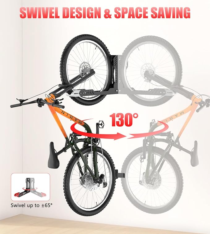 Bike Wall Mount 2 Pack Swivel Bike Rack - Image 3