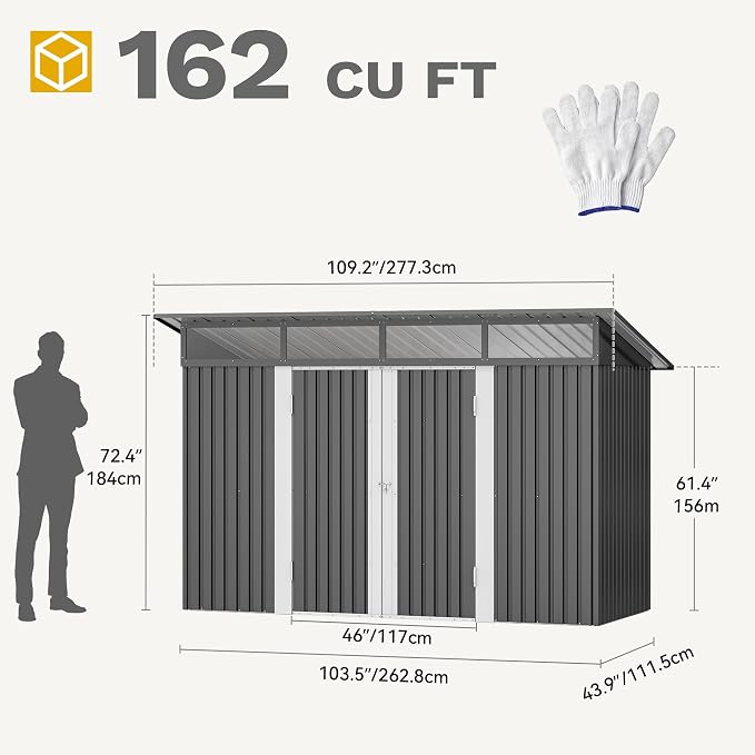 DWVO 9x4 FT Outdoor Storage Shed - Image 8