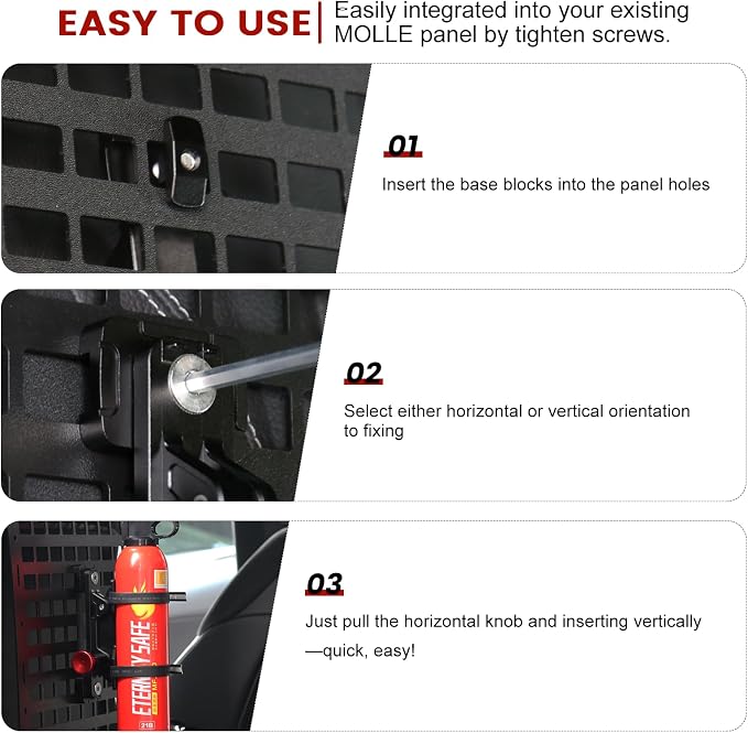 MOLLE Panel Fire Extinguisher Mount Kit-Quick Release Car Fire Extinguisher - Image 7