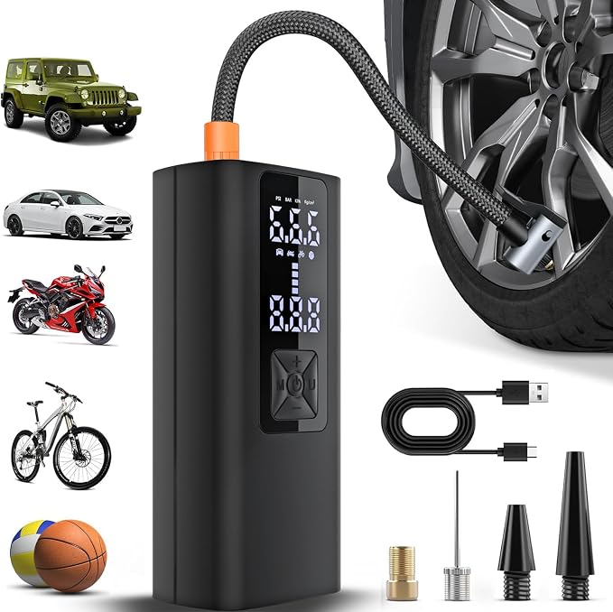 Portable Cordless Tire Inflator Air Compressor Pump by AZHZOLSK
