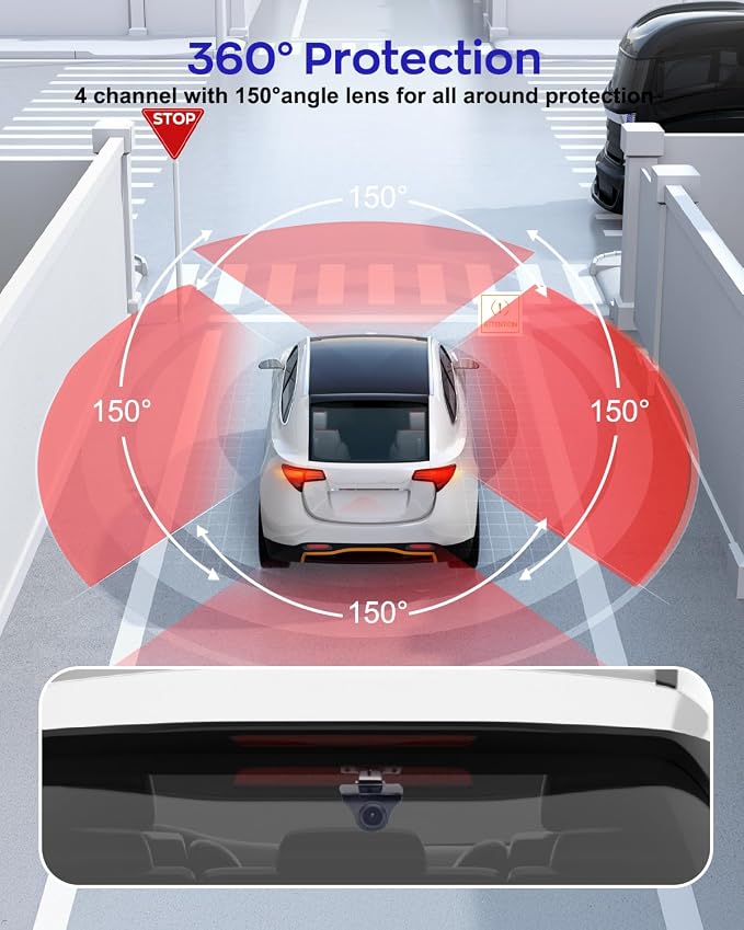 4K Dash Cam 360° View, 4 Channel Front and Rear Dash Camera - Image 9