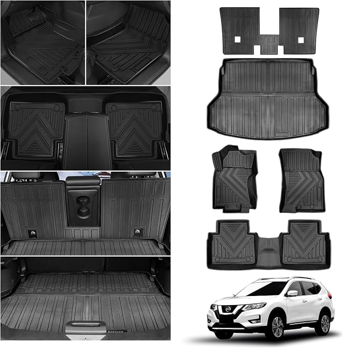 Fit for 2020-2014 Nissan Rogue Floor Mat Backrest Mat Cargo Liner, All-Weather by Antsvnn