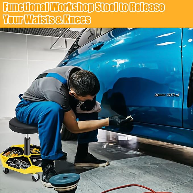Adjustable Mechanic Rolling Stool, Pneumatic Rolling Stool - Image 8