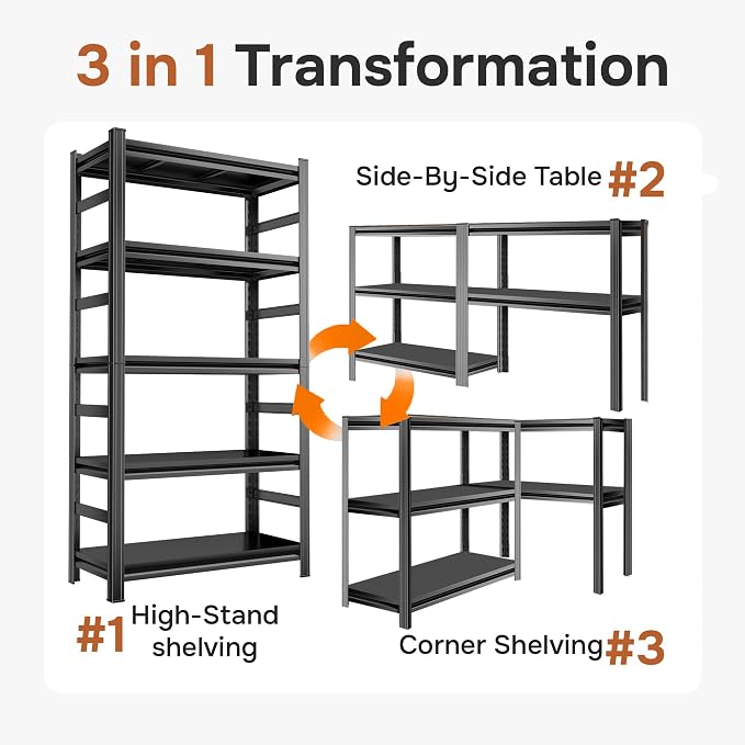 72" H Garage Shelving 5 Tier Shelving Unit, 3500Lbs Adjustable Metal Garage - Image 6