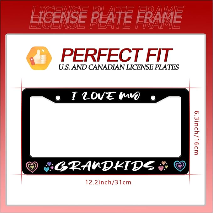 Personalized License Plate Frame I Love My Grandkids Stainless Steel Accessory - Image 2
