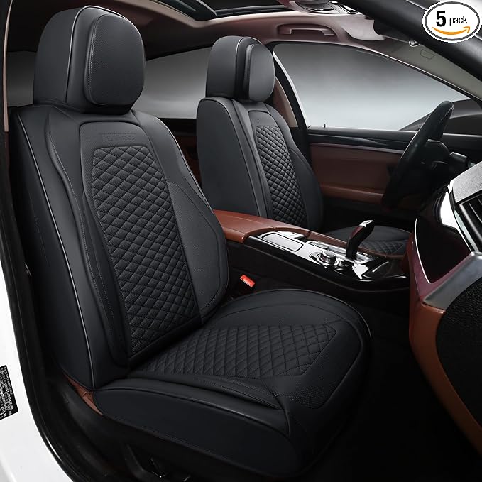 2 Packs Car Seat Covers Leather Car Seat Covers Universal Seat Covers by truckerset