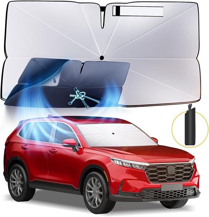 Windshield Sun Shade Umbrella: for Honda CRV 2023 2024 2025-4-Layers Thickened by HIMUMOY