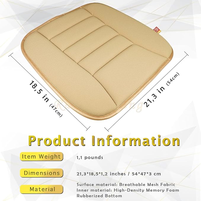 Car Seat Cushion Pad for Home Use Car Driver Seat Office Chair Memory Foam Seat - Image 4