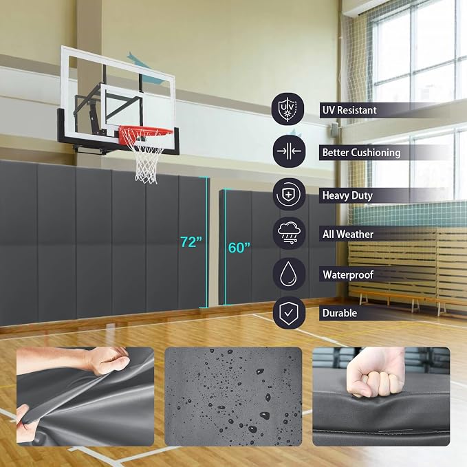 PROGOAL 60"/72" High Gym Wall Padding 2"/4" Thick Foam Basketball Court Wall - Image 4