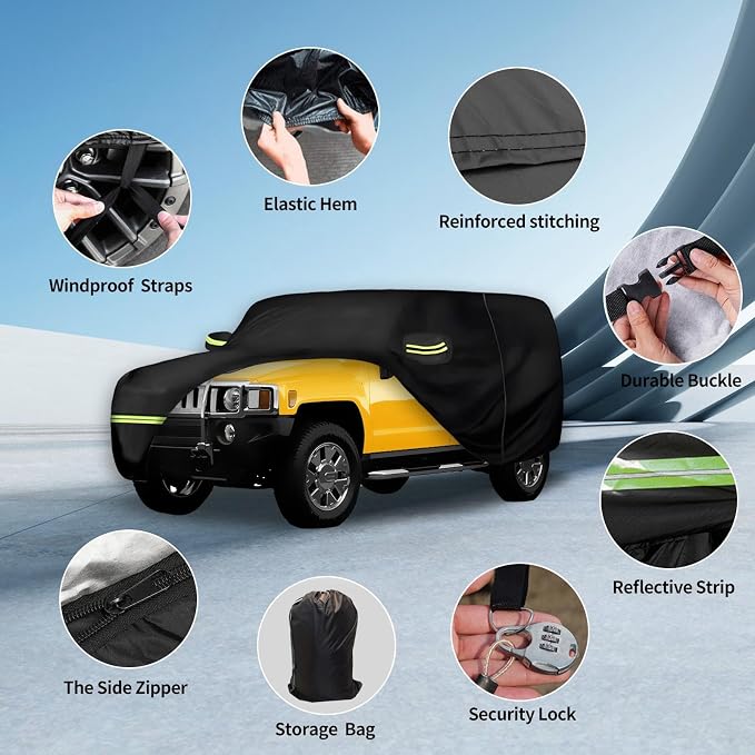 Waterproof Car Covers for Hummer H2 SUV 2002-2009 210T Custom 6 Layers Heavy - Image 2