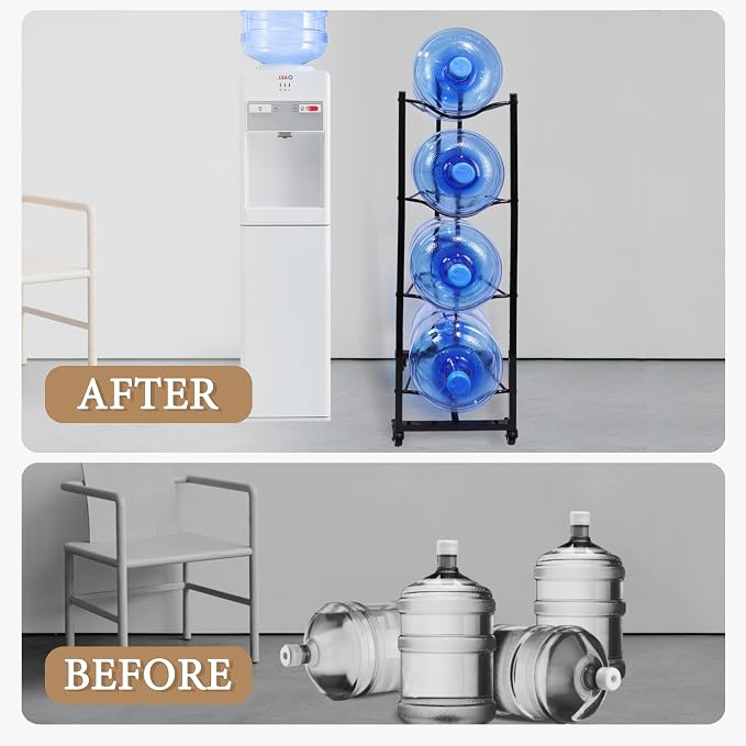 5 Gallon Water Bottle Holder, 4-Tier Heavy Duty Water Cooler Jug Rack, Water - Image 4