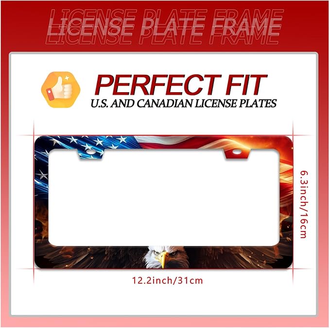 American Flag Bald Eagle License Plate Frame Patriotic License Plate Frames - Image 2