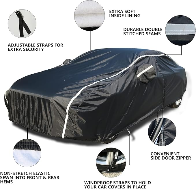 Tecoom Car Cover Waterproof All Weather, Outdoor Indoor Car Covers - Image 4