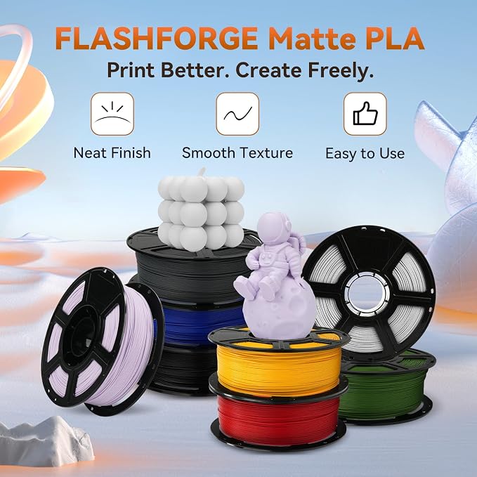 FLASHFORGE PLA Filament 1.75mm +/- 0.02mm, Matte Red 3D Printer Filament 1kg - Image 2