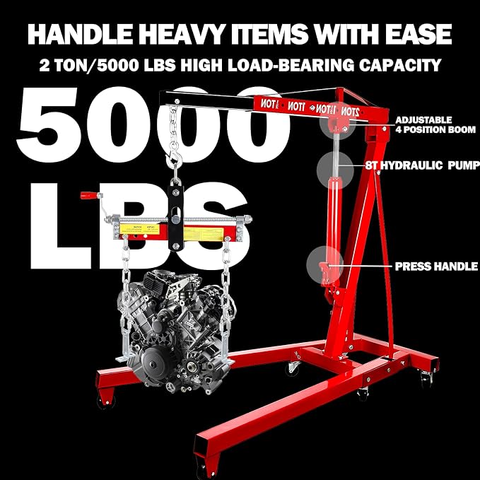 5000LBS Folding Hydraulic Engine Hoist - Image 2
