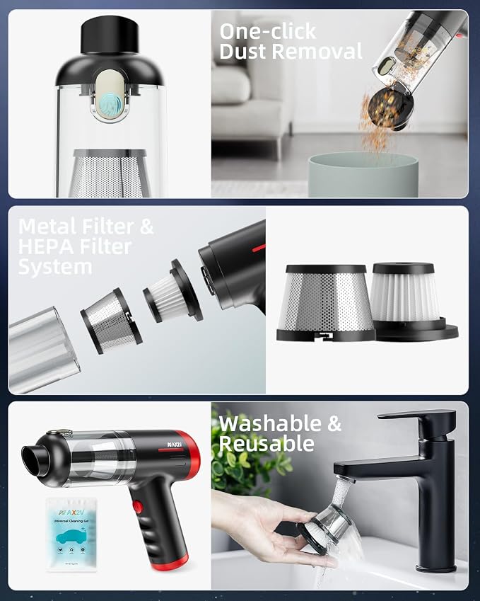 2-in-1 Car Vacuum&Air Duster, 80W/16kpa/12KRPM/30 Mins, High Powerful Dust - Image 6