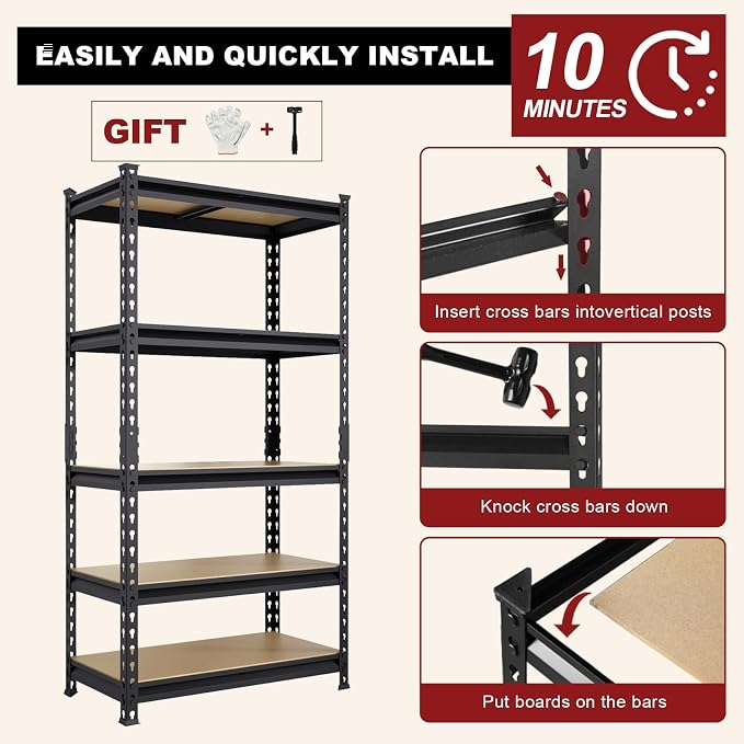 BIG RED 5 Tier Heavy Duty Garage Storage Shelving: Adjustable Metal Utility - Image 4